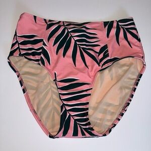 Lime Ricki XL Swimwear High Waisted Bikini Bottom Palm Leaf Pink Green